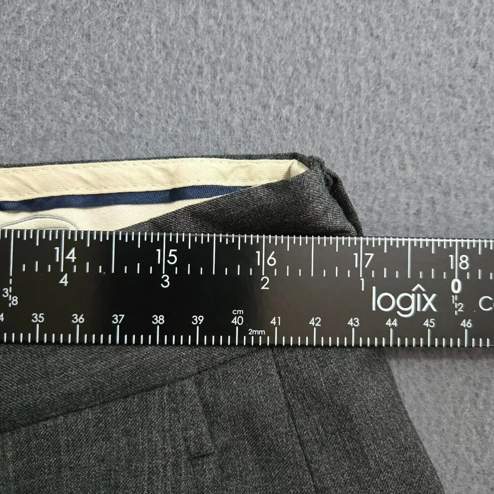 Talbots Men 33W (34X28.5) Gray 100% Wool Flat Front Cuffed Dress Pants